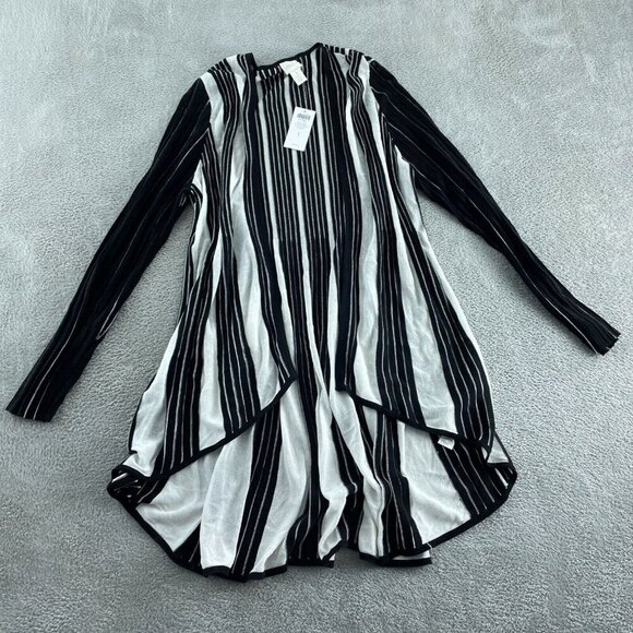 Chico's Tops - Chicos Drama Stripe Ann Cardigan Rayon Cotton Womens Size 1 (L) NWT 3367